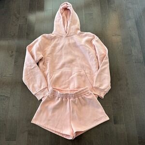 Comfrt Womens Soft Pastel Limited Edition Set Trendy Peach Hoodie M Shorts S